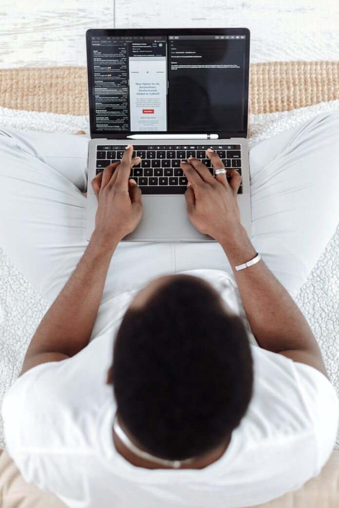 a man working on his laptop